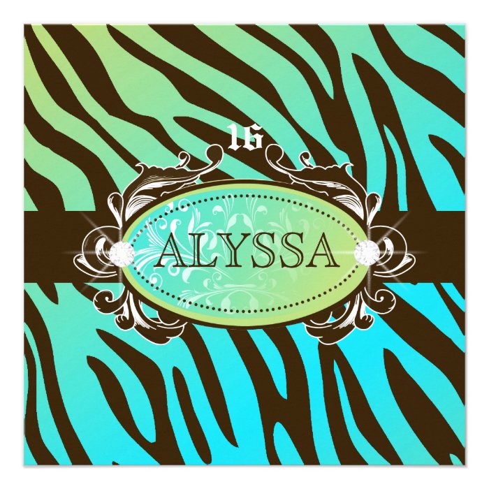 311 Luxuriously Oceanic Zebra Sweet 16 Invite