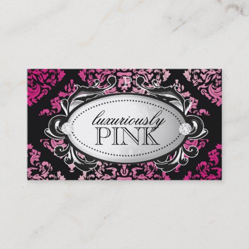311 Luxuriously Pink &amp; Black White Name Plate Business Cards