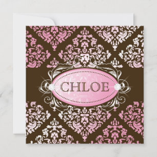 311-Luxuriously Pink Brown Damask 50 and Fabulous Invitation
