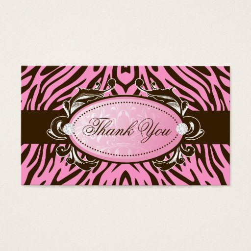 Customizable 311-Luxuriously Pink Brown Zebra Thank You Tags Business Cards