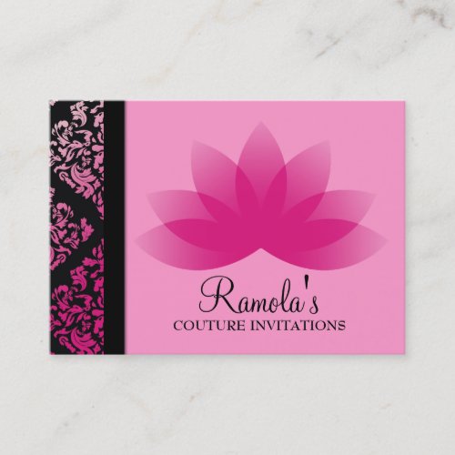 311 Luxuriously Pink Damask Lotus Business Cards