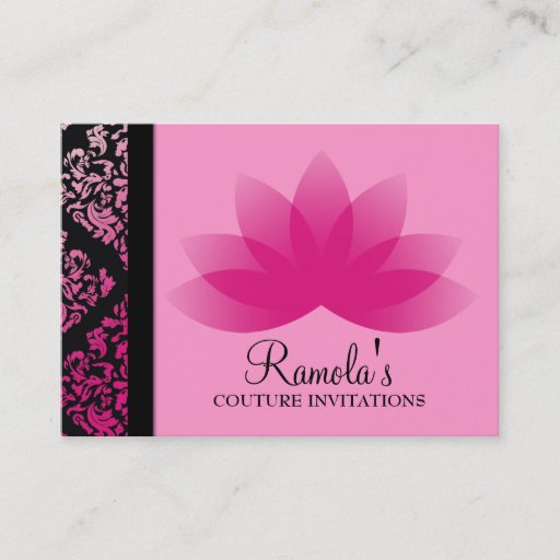 Customizable 311 Luxuriously Pink Damask Lotus Business Cards