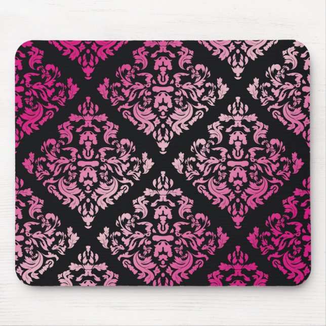 311-Luxuriously Pink Damask Mouse Pad (Front)