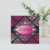 311 Luxuriously Pink Damask Sweet 16 Invitation (Standing Front)