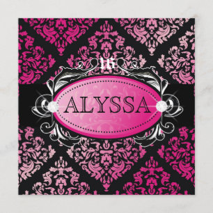 311 Luxuriously Pink Damask Sweet 16 Invitation