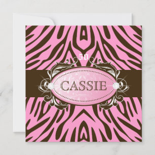 311 Luxuriously Pink N Brown Zebra 50 and Fabulous Invitation