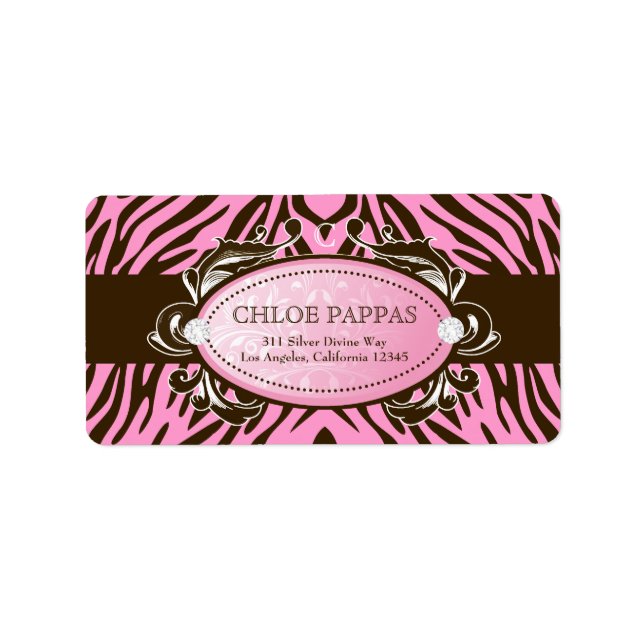 311 Luxuriously Pink N Brown Zebra Label (Front)