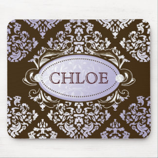 311-Luxuriously Purple Brown Damask Mouse Pad