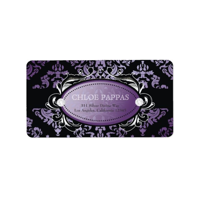 311 Luxuriously Purple Damask Label (Front)