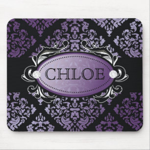 311-Luxuriously Purple Damask Mouse Pad