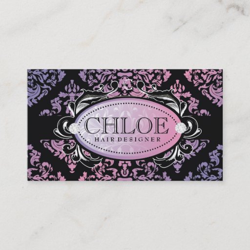 Customizable 311-Luxuriously Sweetheart Damask Monogram Business Card Templates