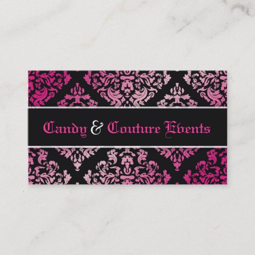 311 Luxuriously Vincelette Damask Pink Liquorice Business Card Templates