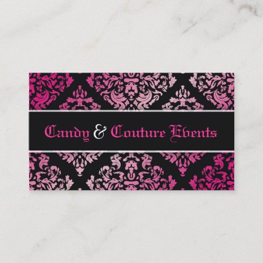 Customizable 311 Luxuriously Vincelette Damask Pink Liquorice Business Card Templates