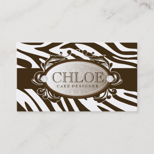 Customizable 311 Luxuriously White Chocolate Zebra Monogram Business Card