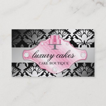 311 Luxury Cakes Damask Shimmer Business Card by Jill311 at Zazzle