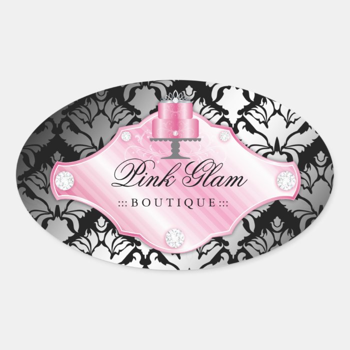 311 Luxury Cakes Damask Shimmer Oval Stickers