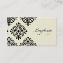 311 Margherita Cream et Blanc Damask Business Card