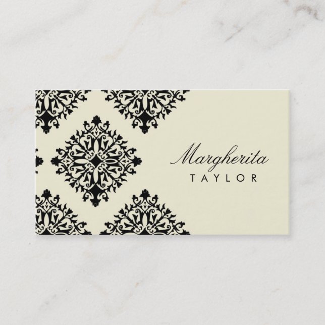 311 Margherita Cream et Blanc Damask Business Card (Front)