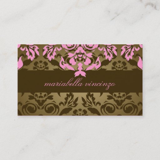 Customizable 311-Mariabella Brown Damask Pink Business Cards