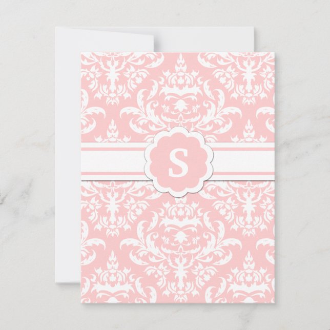 311-Marissa Monogram Damask Thank You Flat Card (Front)