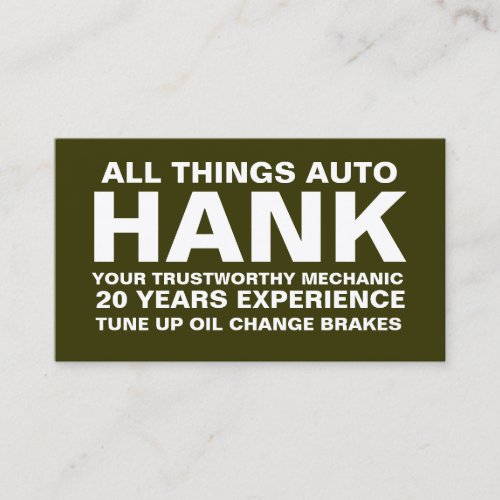 311 Mechanic GREEN Business Card Template