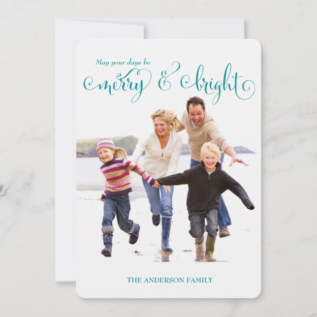 311 Merry & Bright Blue Holiday Photo Card (Front)