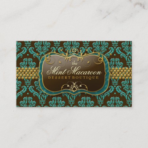 311-Mint Macaroon Damask Business Card Templates