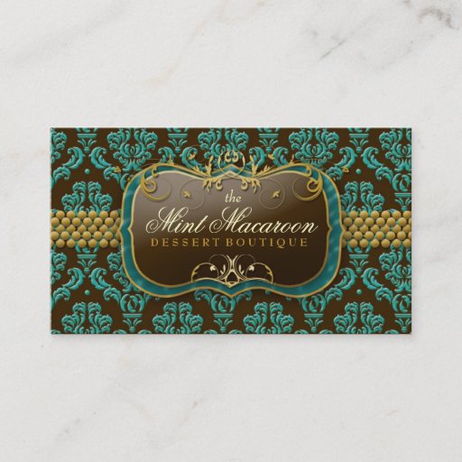 Customizable 311-Mint Macaroon Damask Business Card Templates