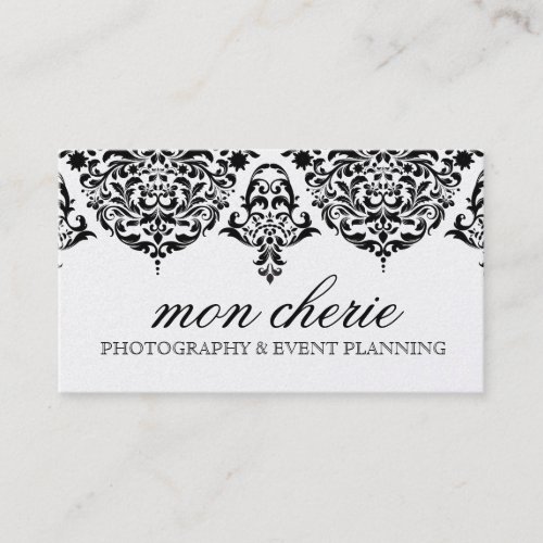 311 Mon Cherie Damask Black Business Card