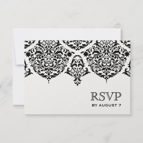 311 Mon Cherie Damask Black Ice Paper RSVP Card