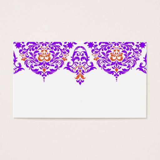 Customizable 311 Mon Cherie Damask Fabulous Purple Orange Business Cards
