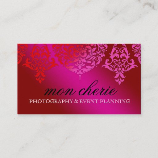 Customizable 311 Mon Cherie Damask Pink &amp; Red Dream Business Card Template