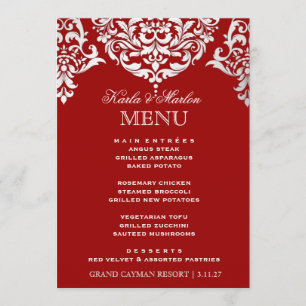 311 Mon Cherie Damask Red & Faux Silver Menu