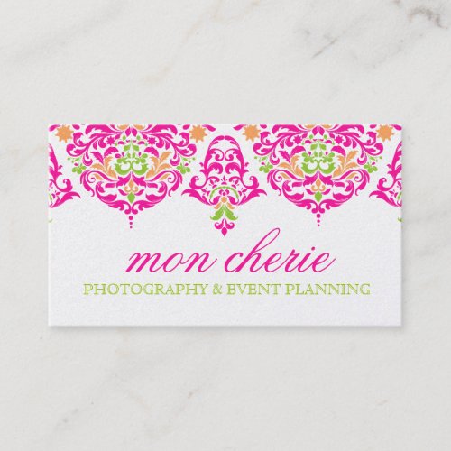 311 Mon Cherie Damask Vibrant Garden Business Card Templates