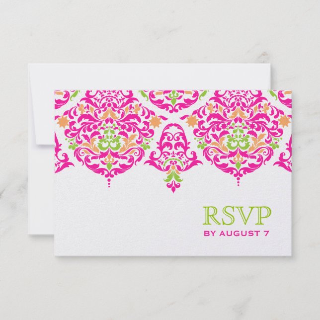 311 Mon Cherie Damask Vibrant Garden RSVP Card (Front)