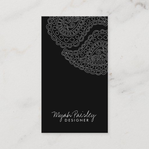 Customizable 311 Myah Paisley Black Business Card