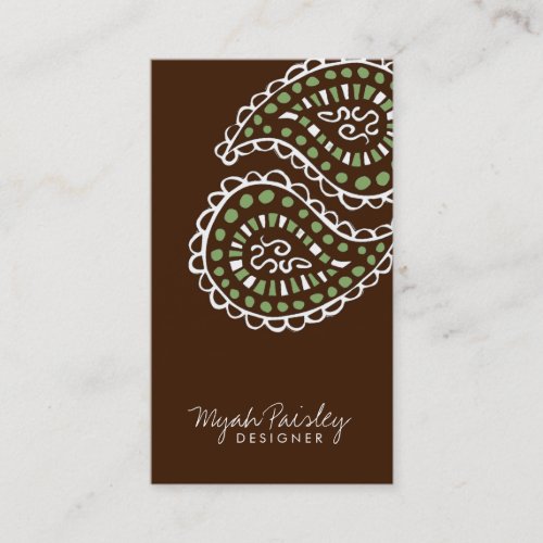 311 Myah Paisley Lavender Moss Green Brown Business Card Templates