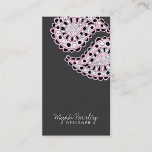 311-Myah Paisley Pink Black Gray Business Card