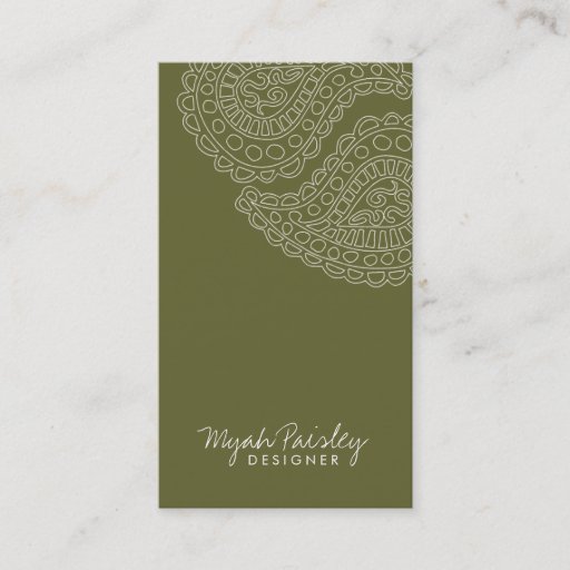 Customizable 311 Myah Paisley Sage Business Card Template