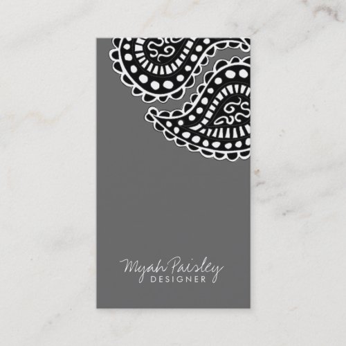 311 Myah Paisley Solid Gray Business Card Template