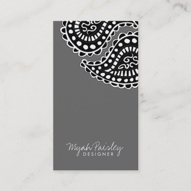 311 Myah Paisley Solid Gray Business Card (Front)