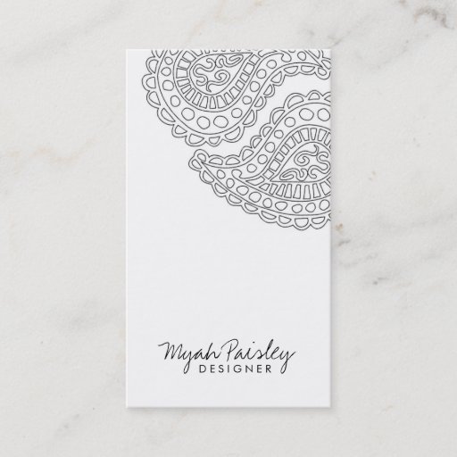 Customizable 311 Myah Paisley White Business Card Templates