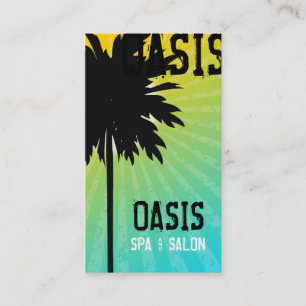 311 Oasis Palm Tree Blue Business Card