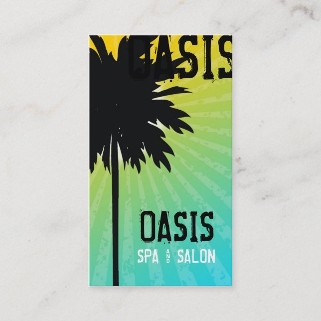 311 Oasis Palm  Tree Blue Business Card (Front)