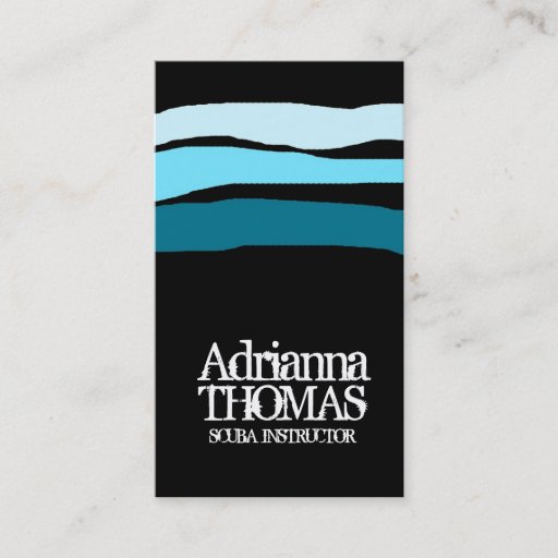 Customizable 311 OCEAN BLUE STRIPES ON BLACK BUSINESS CARDS