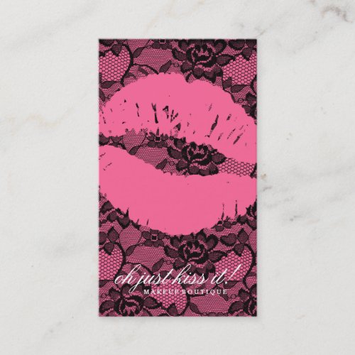 311 Oh Just Kiss it! Lace Pink on Pink Business Cards