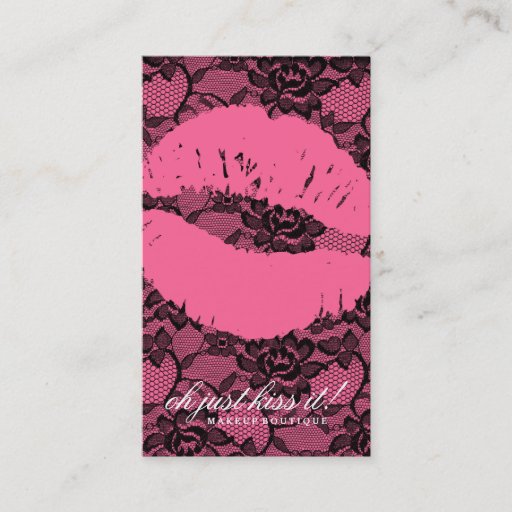 Customizable 311 Oh Just Kiss it! Lace Pink on Pink Business Cards