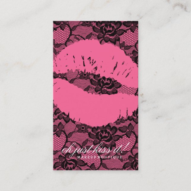 311 Oh Just Kiss it! Lace Pink on Pink Business Card (Front)