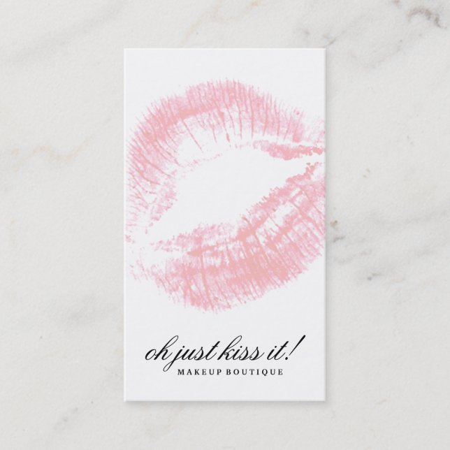 311 Oh Just Kiss it! Soft Peachy Pink Kisses Business Card (Front)