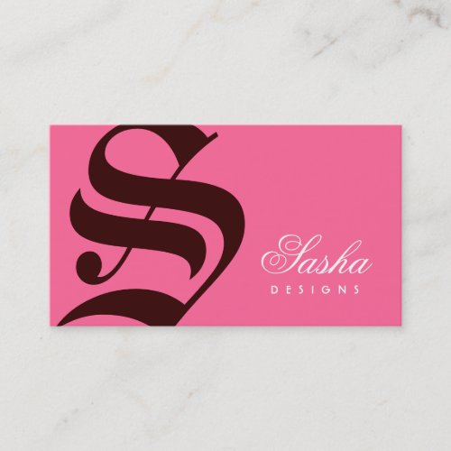 311-Old English Monogram Pink N Brown Business Card